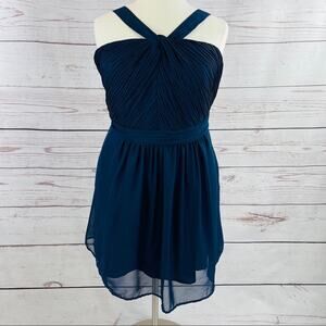 Tevolio navy pleated ruched bust dress